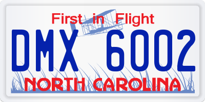 NC license plate DMX6002
