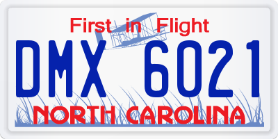 NC license plate DMX6021