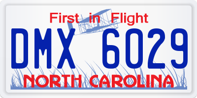 NC license plate DMX6029