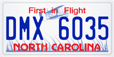 NC license plate DMX6035