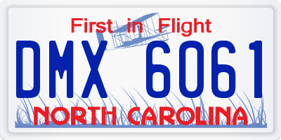 NC license plate DMX6061