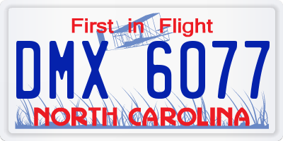 NC license plate DMX6077
