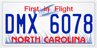 NC license plate DMX6078