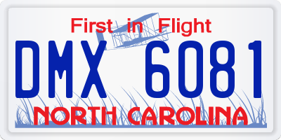 NC license plate DMX6081