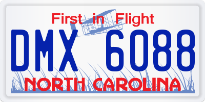 NC license plate DMX6088