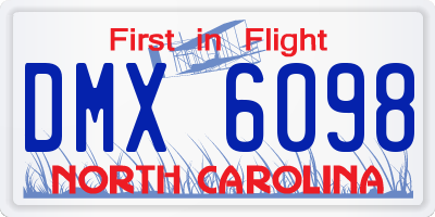 NC license plate DMX6098