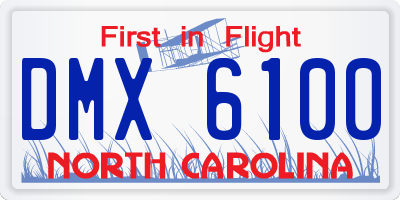NC license plate DMX6100