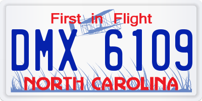 NC license plate DMX6109