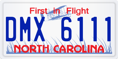 NC license plate DMX6111