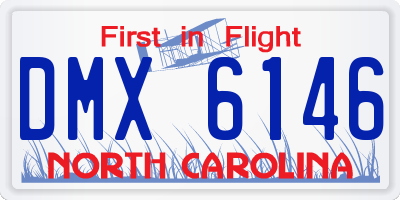 NC license plate DMX6146