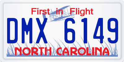 NC license plate DMX6149