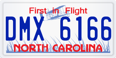 NC license plate DMX6166