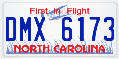 NC license plate DMX6173