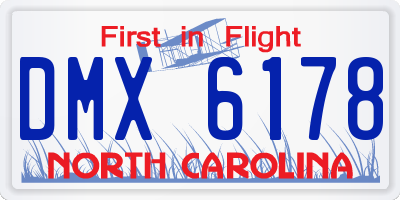 NC license plate DMX6178