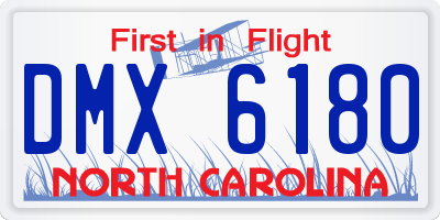 NC license plate DMX6180