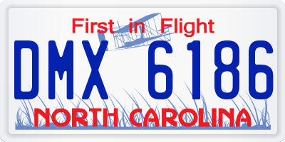 NC license plate DMX6186