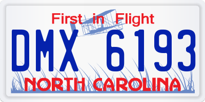 NC license plate DMX6193