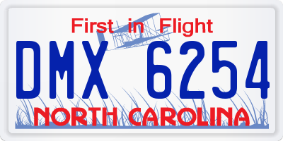 NC license plate DMX6254