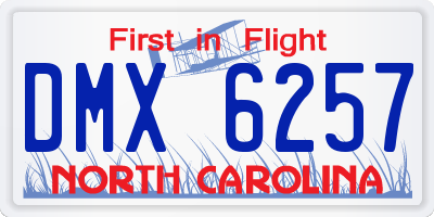 NC license plate DMX6257