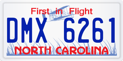 NC license plate DMX6261
