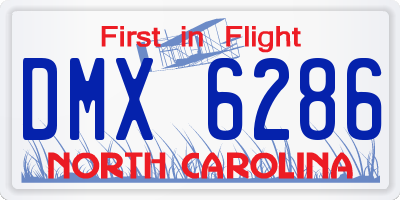 NC license plate DMX6286