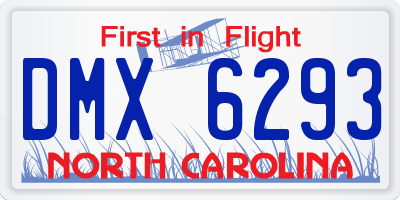 NC license plate DMX6293