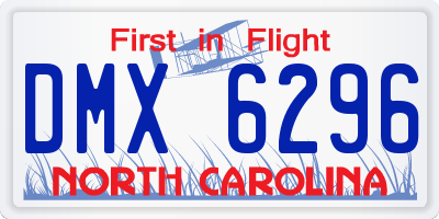 NC license plate DMX6296