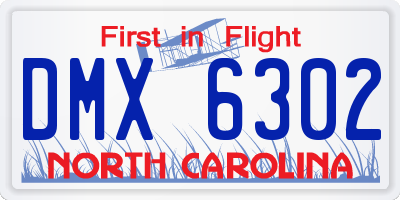 NC license plate DMX6302