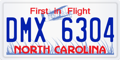 NC license plate DMX6304