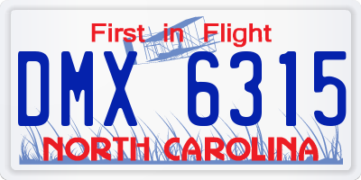 NC license plate DMX6315