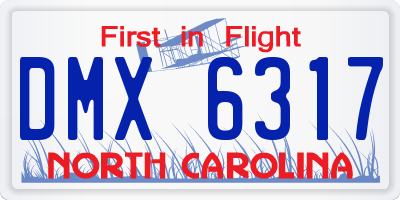 NC license plate DMX6317