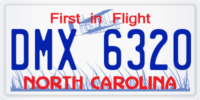 NC license plate DMX6320