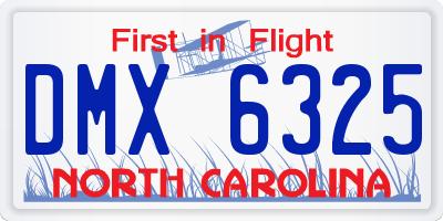 NC license plate DMX6325