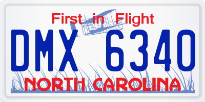 NC license plate DMX6340