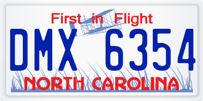 NC license plate DMX6354