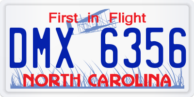 NC license plate DMX6356