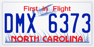 NC license plate DMX6373