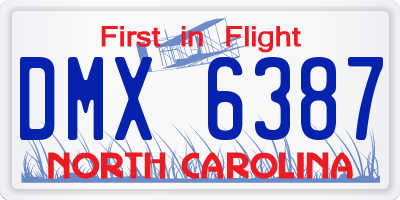 NC license plate DMX6387