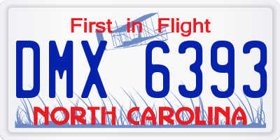 NC license plate DMX6393