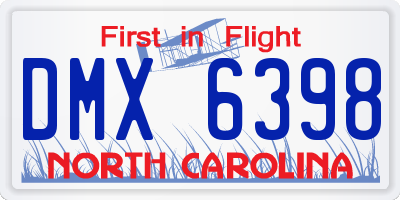 NC license plate DMX6398