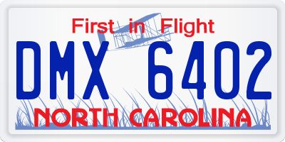 NC license plate DMX6402