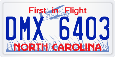 NC license plate DMX6403