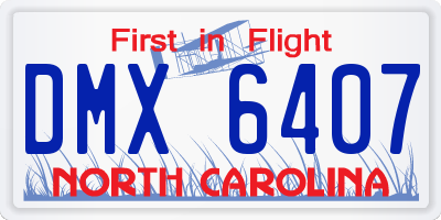 NC license plate DMX6407