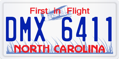 NC license plate DMX6411