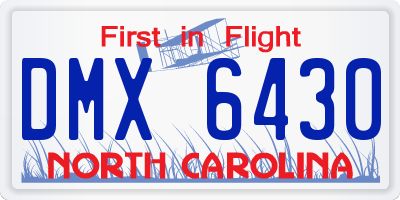 NC license plate DMX6430