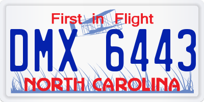 NC license plate DMX6443