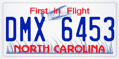 NC license plate DMX6453