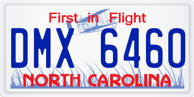 NC license plate DMX6460