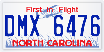 NC license plate DMX6476