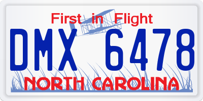 NC license plate DMX6478